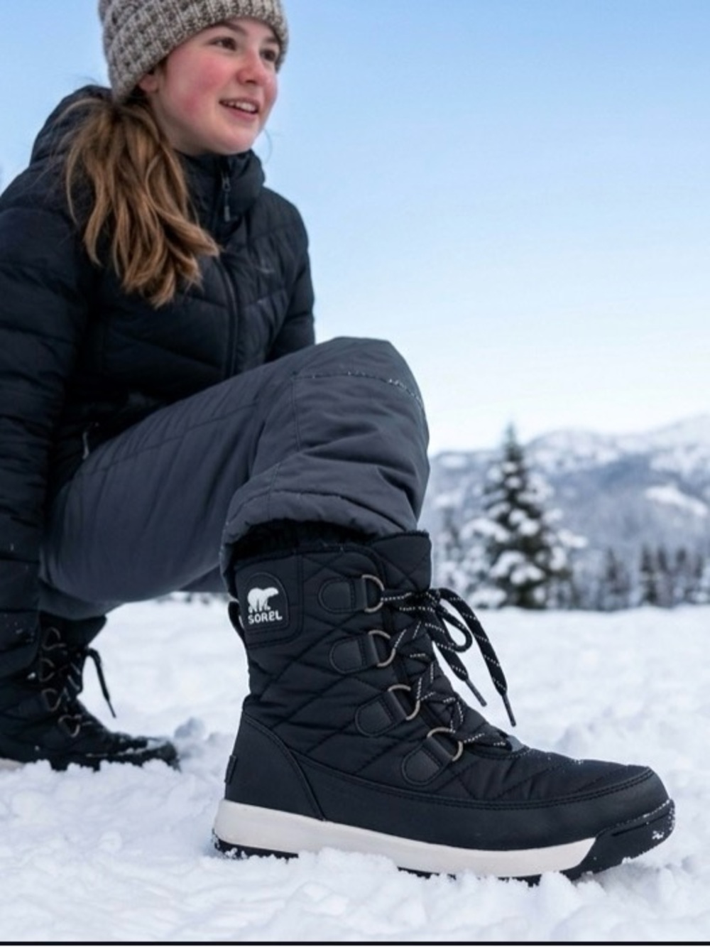 Sorel Youth Black and white Winter Boots - Insulated Lace-Up